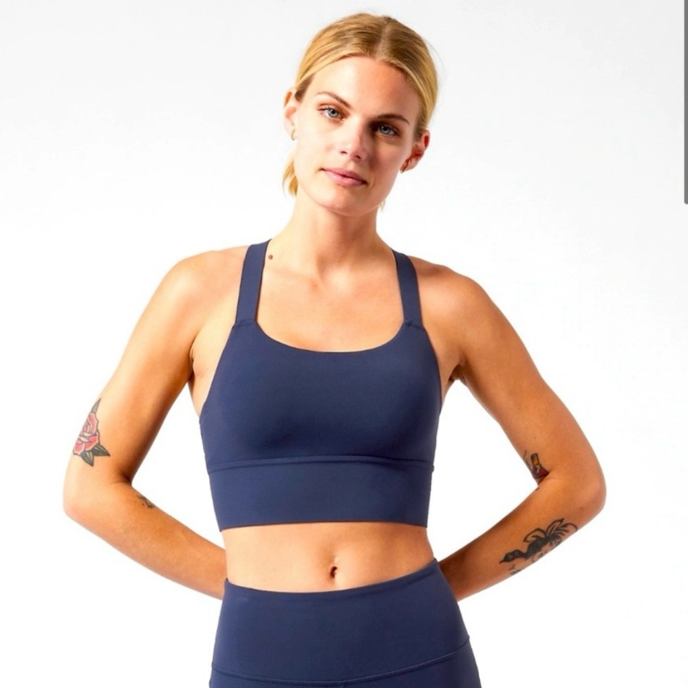 Athleta Warrior Longline Bra A-C Navy